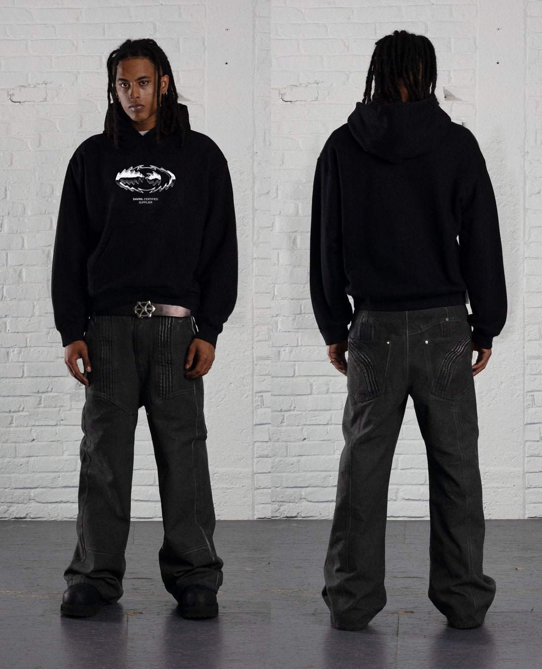 Davril Supply Black Thorny Hoodie Davril Supply Black Thorny Hoodie