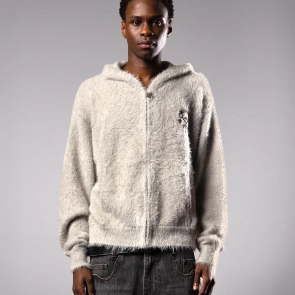 DavrilSupply Gris Classique Fourrure Fermeture Éclair