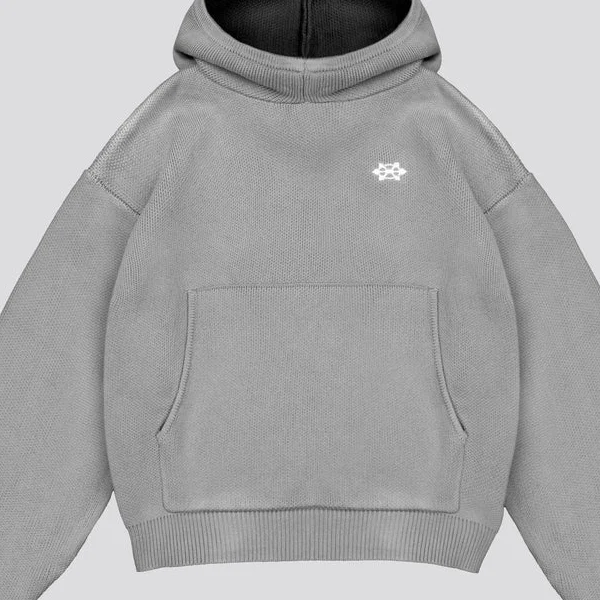 Sweat à capuche gris en maille Davrilsupply