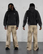 Sweat à capuche noir délavé Davrilsupply en maille (2)